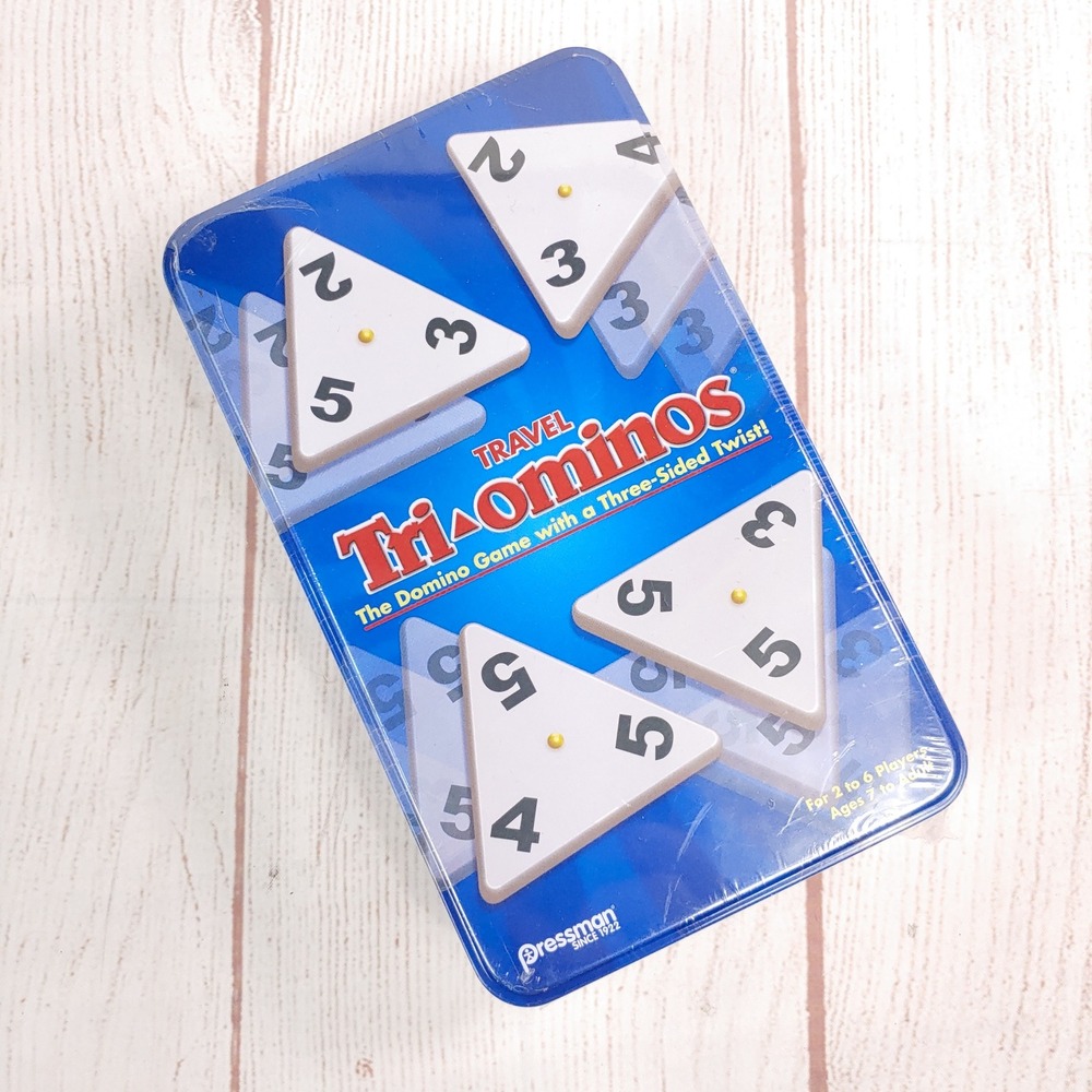 NEW SEALED - Pressman Travel Tri-Ominos Game - Tin Portable Strategy Tile Set